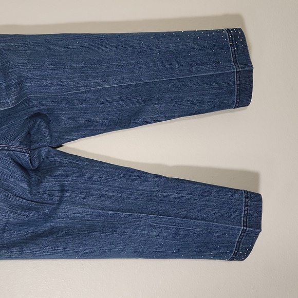 Christine Alexander Crystal Rhinestone Embellished Cropped Jeans Sz 8 - Picture 10 of 13